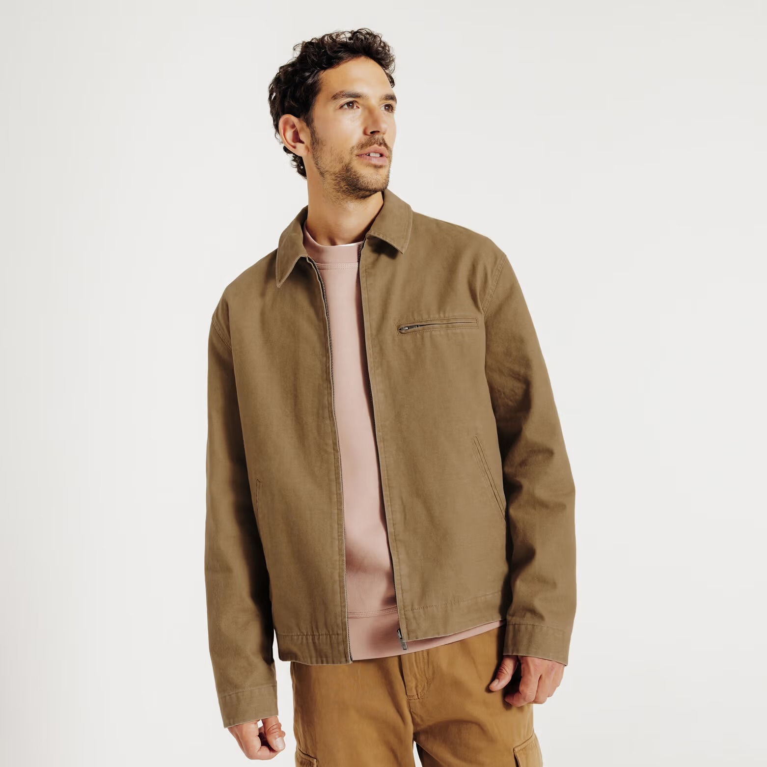 Blouson mi-saison col chemise - Beige