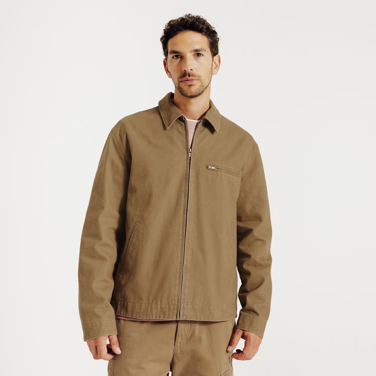 Blouson mi-saison col chemise - Beige - Image 3