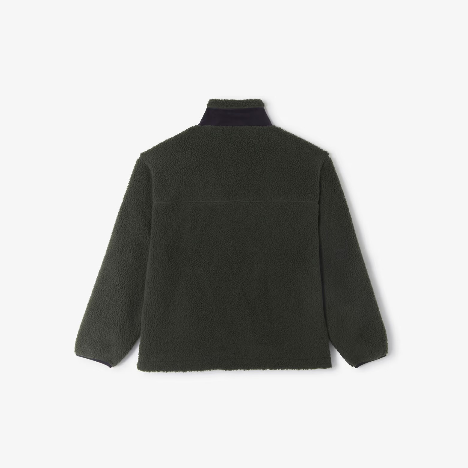 Veste zippée en sherpa contrastée - Vert kaki - Image 2